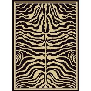 Animal Safari 5x8 (53 x 72) Zebra Rug   Black 