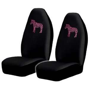   Pink Zebra Universal Black High Back Seat Cover for Car, Truck, or SUV