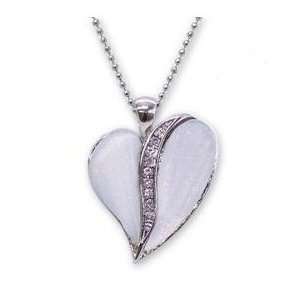 com Crystalline Heart White Lucite Pendant on 16 Chain Crystalline 