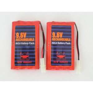  2   New Bright 9.6V Rechargeable 600 MAh NiCd Toy Battery 