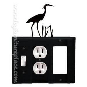  Wrought Iron Heron Triple Switch/Outlet/GFI Cover