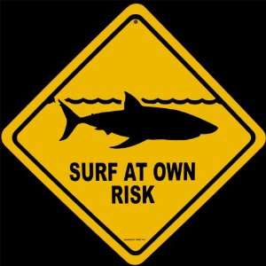  Shark Warning Sign Surf At Own Risk Surfboard Wall Art 