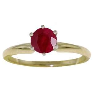    14k Solid Gold Genuine Ruby Solitaire Ring   Size 6.5 Jewelry