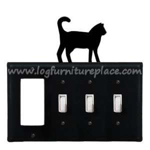  Wrought Iron Cat Quad GFI/Switch/Switch/Switch Cover