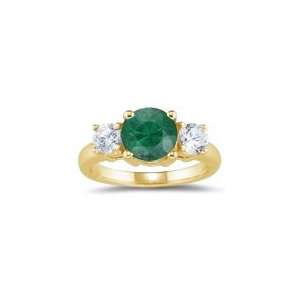  0.20 Cts Diamond & 0.53 Cts Emerald Three Stone Ring in 
