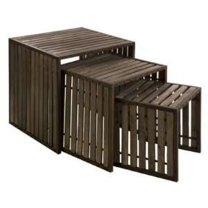  Imax Vermont Iron and Wood Crate Nesting Tables   Set of 3 