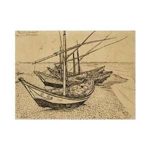  Boats On The Beach at Saintes Maries De La Mer by Vincent 