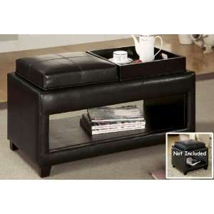 Espresso Bycast Ottoman Bench with Double Flip Top Tray  
