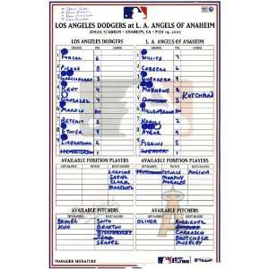  Game Used Lineup Card 5 19 2007 Dodgers at Angels Sports 