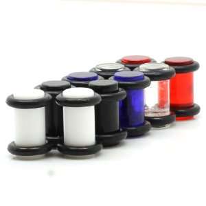 10G Ear Plugs Spacers Gauges 10 Piece Set   Black, Red, White, Blue 