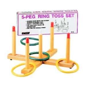 Ring Toss Game 5 Peg Base Woodpegs 4 Plastic Rings Toys 