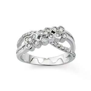  Criss Cross Bezel & Baguette Diamond Ring in 18k White 