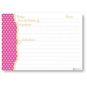  Recipe Cards   Pink Dots Scalloped Edge