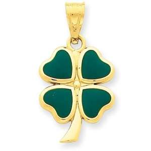  Enameled Clover Charm in 14k Yellow Gold Jewelry