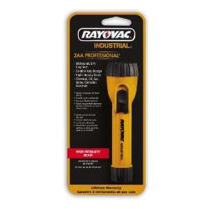  Rayovac 2AA Industrial Yellow Flashlight with Ring Hanger 