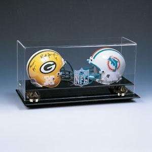  Double Mini Helmet with Gold Risers Display   Football 