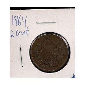  UNITED STATES 1864 2 CENT PIECE MOST OF MOTTO VISIBLE 