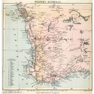  1879 Lithograph Western Australia Map Barlee Indian Ocean 