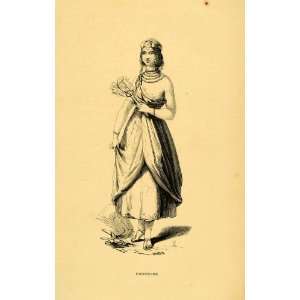  1844 Engraving Costume African Girl Young Woman Dress 