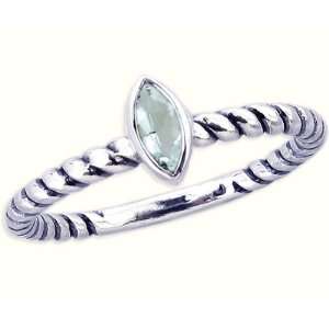 Twisted Sterling Silver Stackable Ring with North South Small Marquis 
