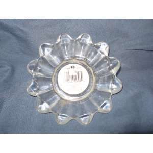   SCALLOPPED GLASS CANDLE HOLDER PLATES 4 3/4 INCS.