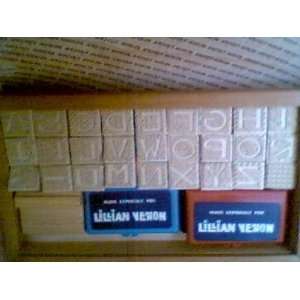  Alphabet Rubber Stamps in Wooden Box 