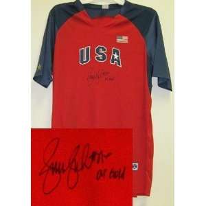  Jennie Finch Autographed Red Team USA Jersey   Sports 