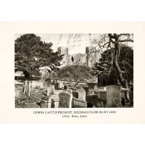  1937 Photogravure Lewes Castle St Michaels Churchyard 
