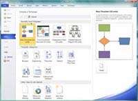 Jump start diagramming in Visio 2010 Backstage View with a variety of 