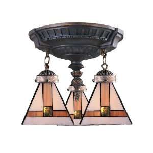 Mix N Match Semi Flush in Aged Walnut with Tiffany Glass by Landmark 