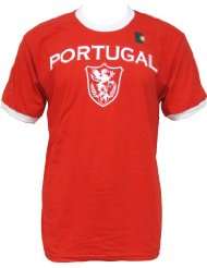 Mens PORTUGAL Short Sleeve Ringer Soccer Shirt   Red/White