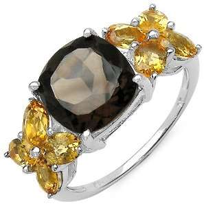  3.70 ct. t.w. Smoky Topaz and Citrine Ring in Sterling 