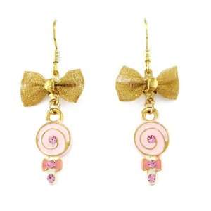   Lollypop Earrings with Ribbon and Pink CZ (3082) Glamorousky Jewelry