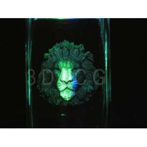  Lion Face 3D Laser Etched Crystal 