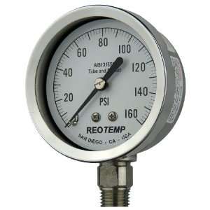 REOTEMP PR25S1A4P19 Heavy Duty Repairable Pressure Gauge, Dry Filled 