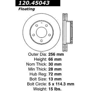  Centric Parts 120.45043 Premium Brake Rotor with E Coating 