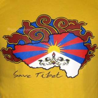 SAVE TIBET Dalai Lama China Freedom T Shirt M Yellow  