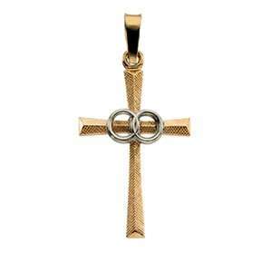   Two Tone Cross Pendant With Wedding Bands  Size/Info 20.00x14.00mm