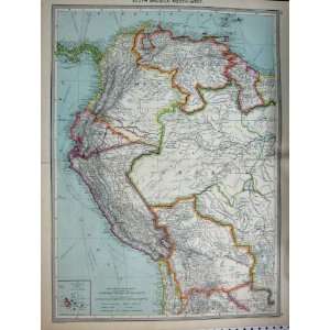   MAP c1890 SOUTH AMERICA RIO DE JANEIRO ECUADOR BRAZIL