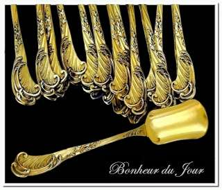 ODIOT Gustave  12 Vermeil Sterling Silver Ice Cream Spoons  