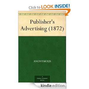 Publishers Advertising (1872) Anonymous  Kindle Store