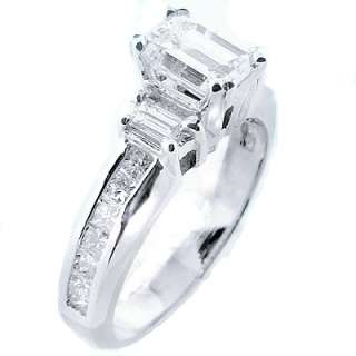 98 Ct. Real Emerald Cut Diamond Engagement Ring  