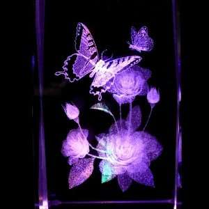  3D Laser Etched Crystal includes Two Separate LEDs Display 