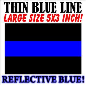 THIN BLUE LINE FOP Police Reflective Decal Sticker 5x3  