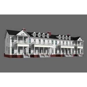 3D Model of White Siding Condominium Isolated on Gray   Peel and Stick 