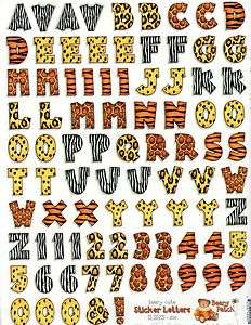ZOO ANIMAL PRINT LETTERS ALPHABET BEARY PATCH SCRAPBOOK STICKERS 8x12 