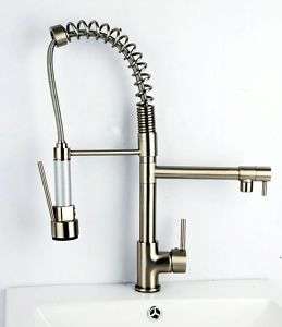 Brushed Nickel Pull Out Spray Kitchen Faucet Tap 0323E  