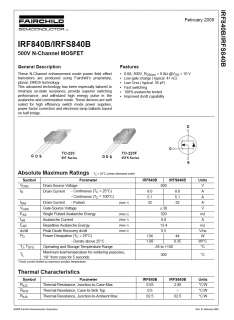 10 X IRF840 B PWR MOSFET N Ch 500V 8A 0.8Ω FAIRCHILD  