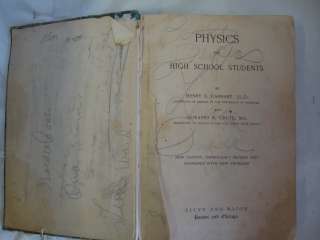 Antique 1907 Text Book  High School Physics  H S Carhart  Hardco 