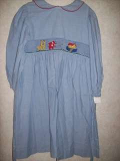 This auction is for a Girls Silly Goose Smocked Noahs Ark Dress. Size 